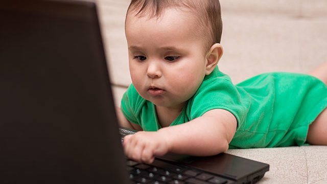 baby on computer
