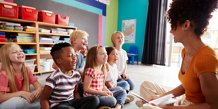 Children at school with teacher