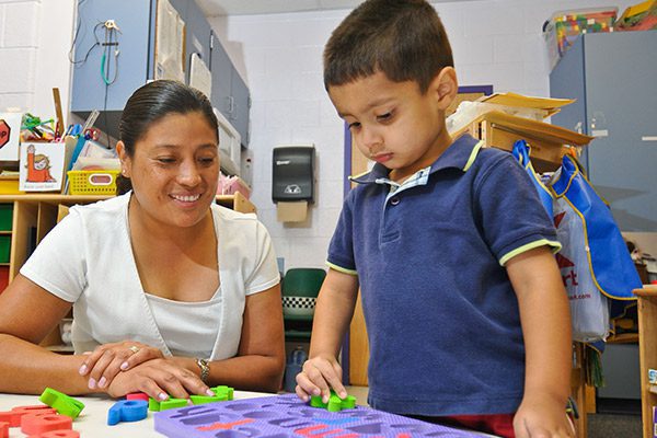 a child care provider and young child