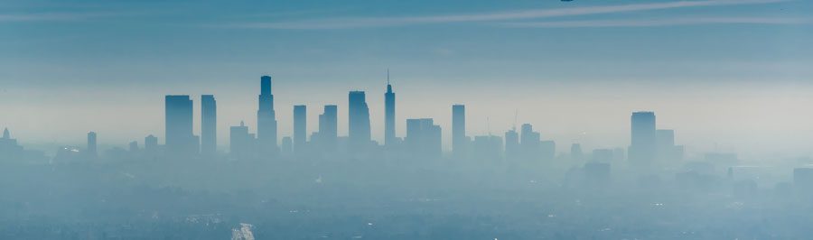 smoggy skyline of Los Angeles